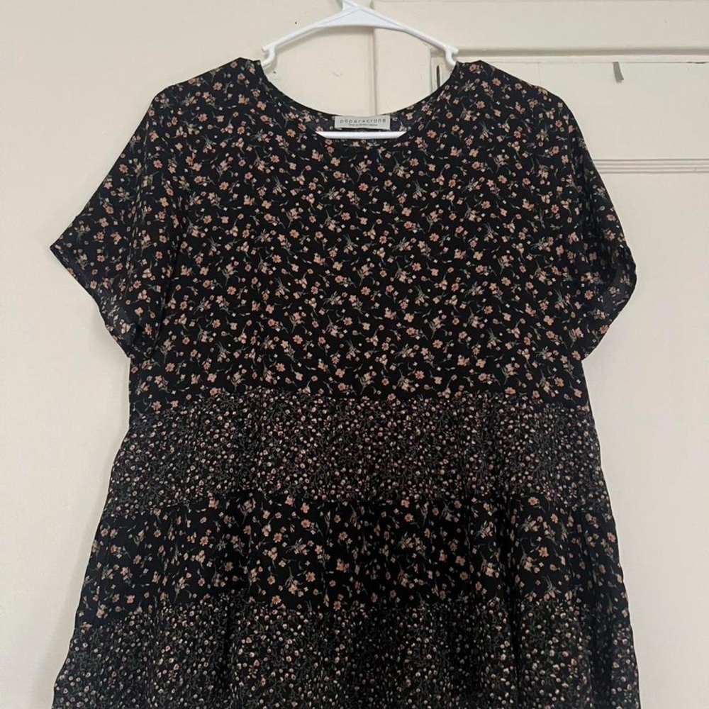 Floral black and pink babydoll blouse